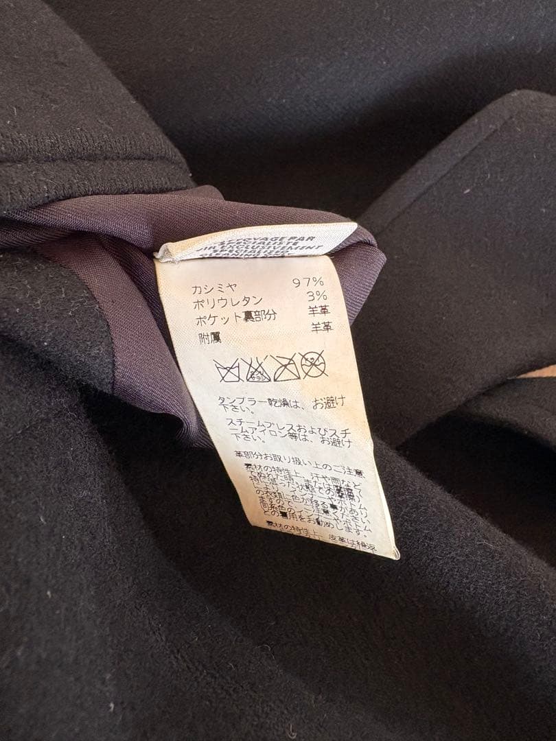 エルメスマルジェラ期レザーフックリバーシブルカシミヤコート　ブラック