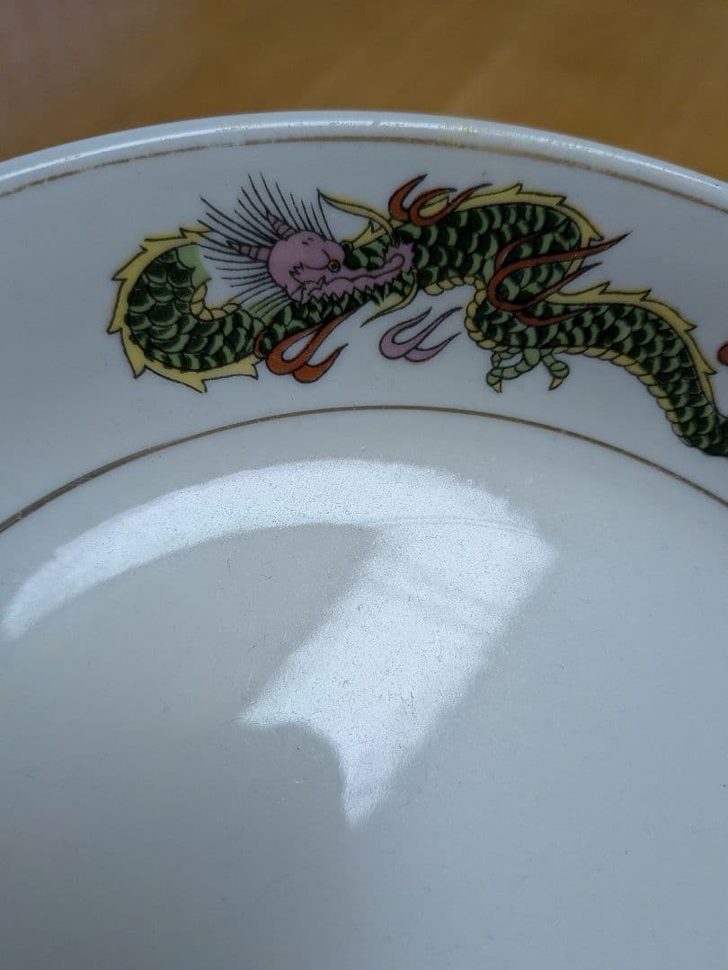 昭和レトロ/町中華/炒飯や冷し中華皿等/赤巻 三つ龍15枚セット売り/刻印あり