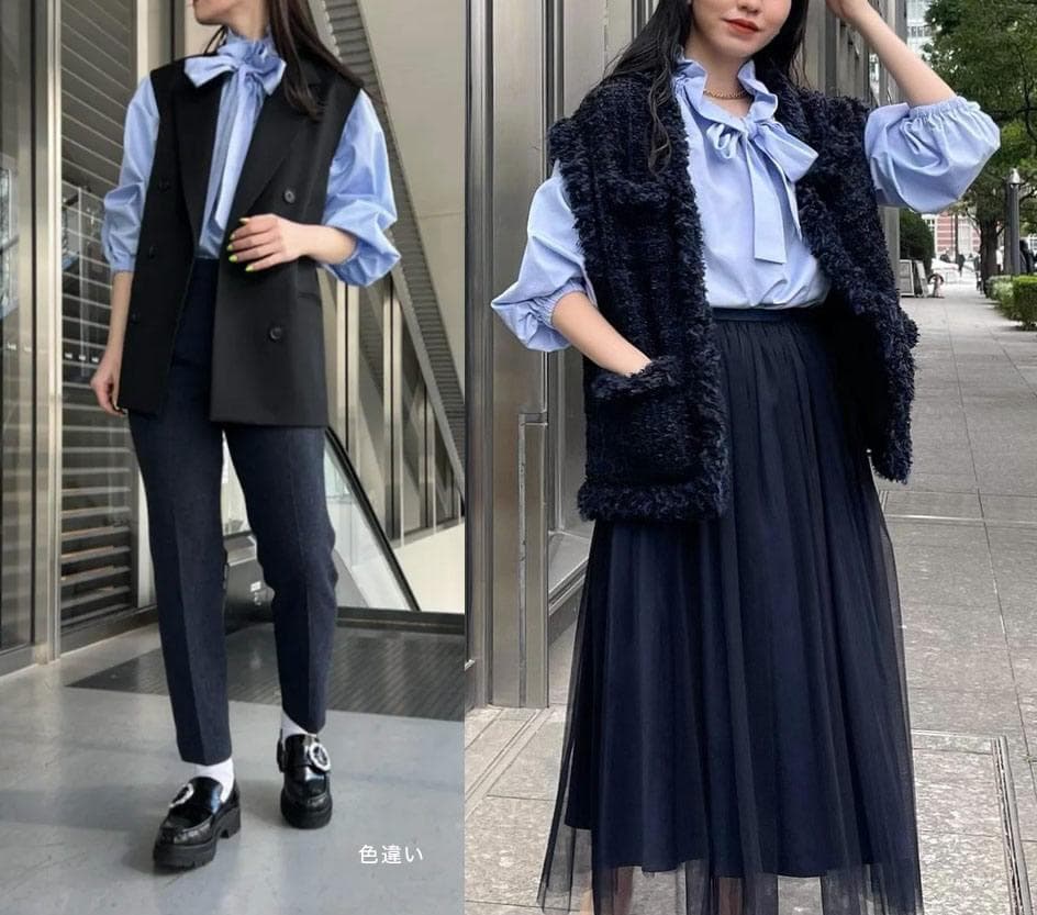 美品 ユナイテッドアローズ TOKYO 2万円 フリルカラーブラウス D565