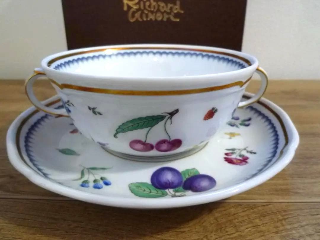 リチャードジノリ イタリアンフルーツ スープカップ＆ソーサー