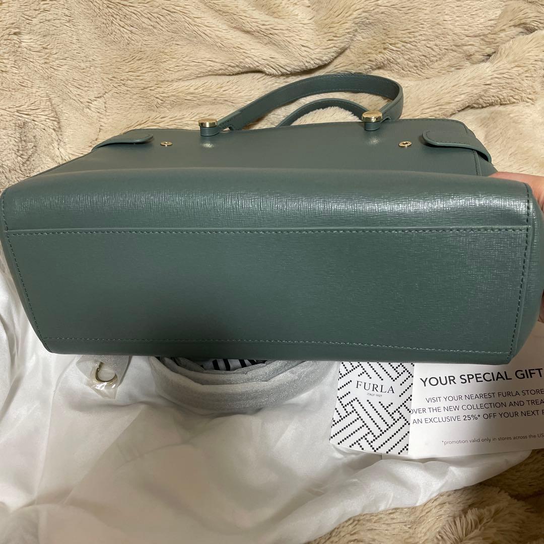【極美品レアカラー】FURLA フルラ トートバッグ グリーン 保存袋付 正規品