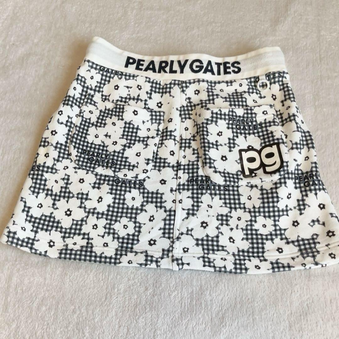 パーリーゲイツ セットアップ　パーカー　スカート　チェック　花柄　裏毛　ネイビー