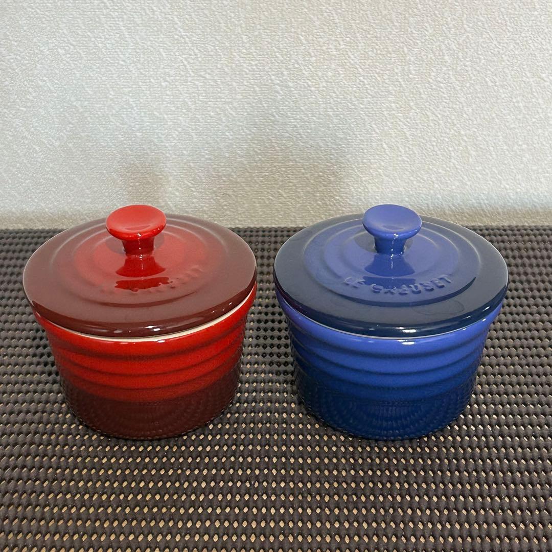 ルクルーゼ　ストーンウェア　　赤　青セット　12点
