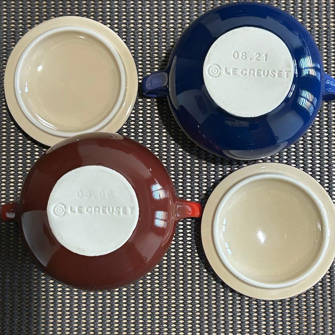 ルクルーゼ　ストーンウェア　　赤　青セット　12点