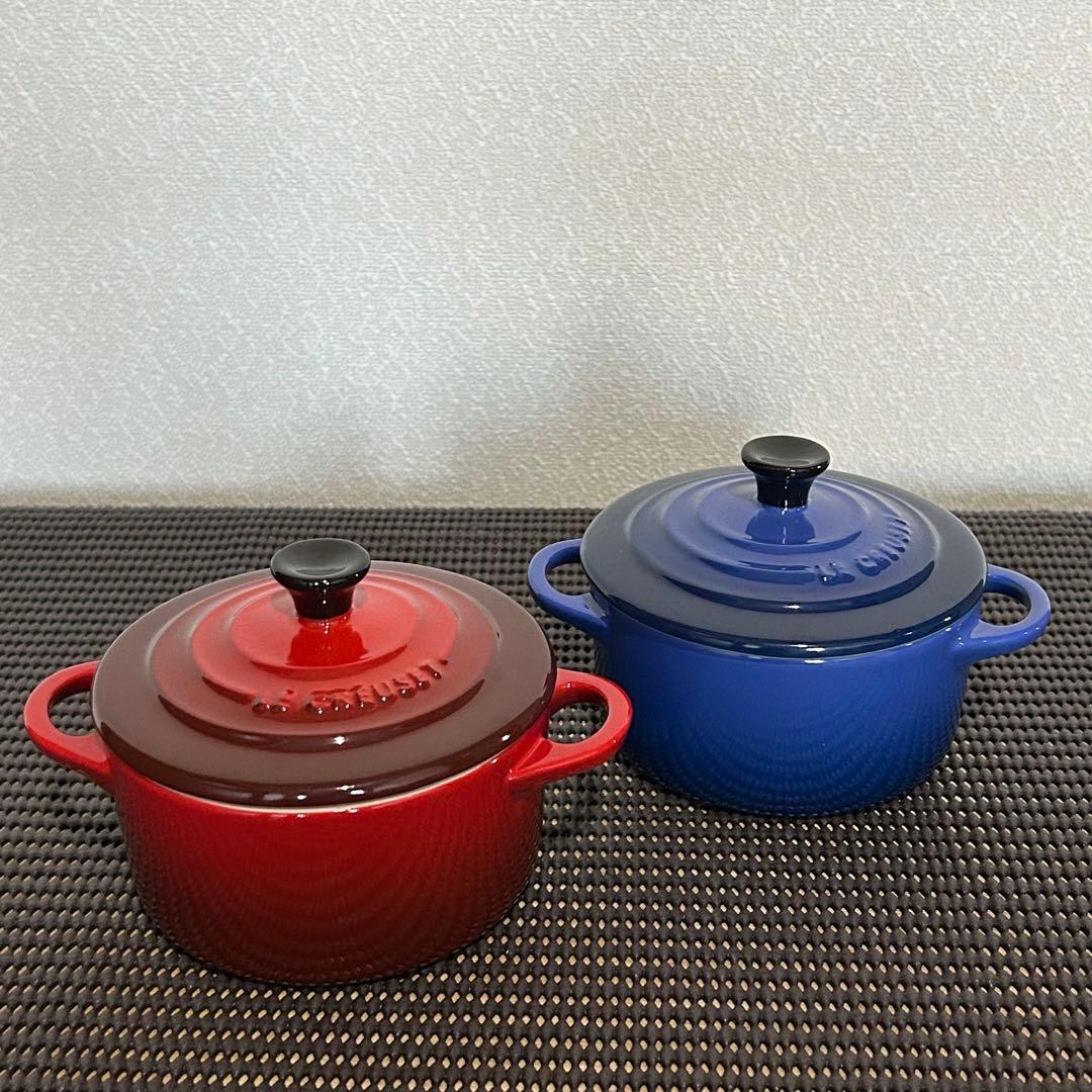 ルクルーゼ　ストーンウェア　　赤　青セット　12点