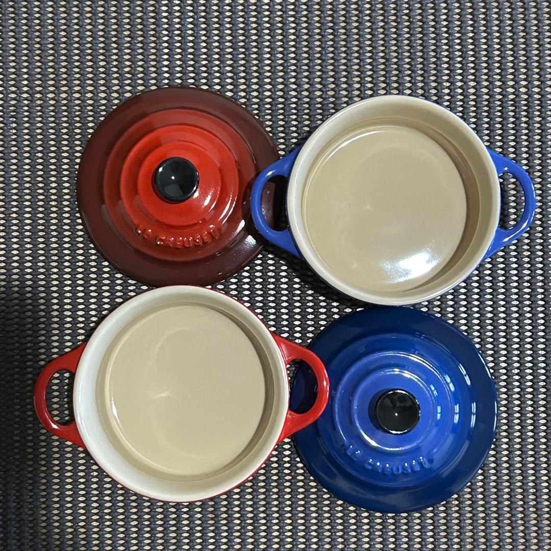 ルクルーゼ　ストーンウェア　　赤　青セット　12点