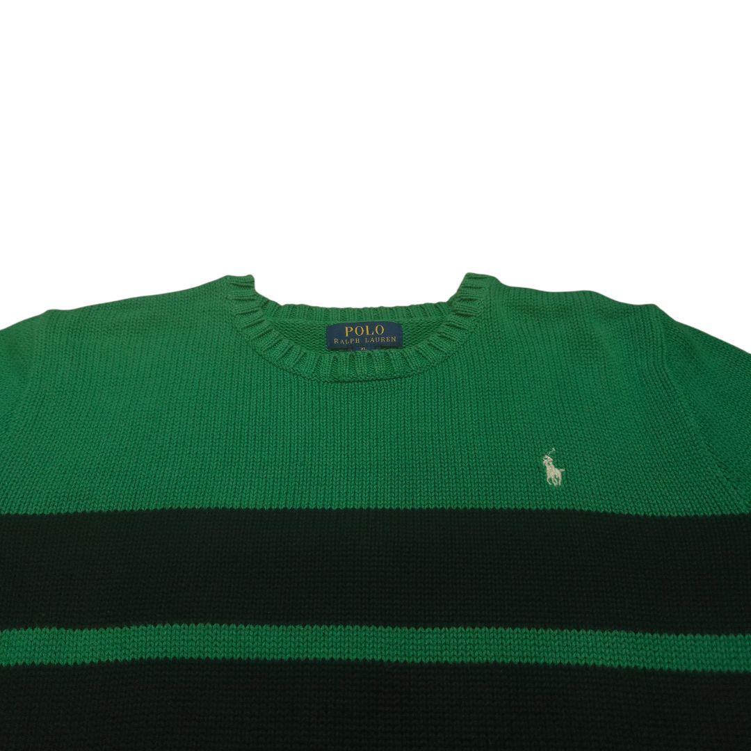 良色　ポロラルフローレン　ボーダーニットセーター　ワンポイント刺繍　POLO