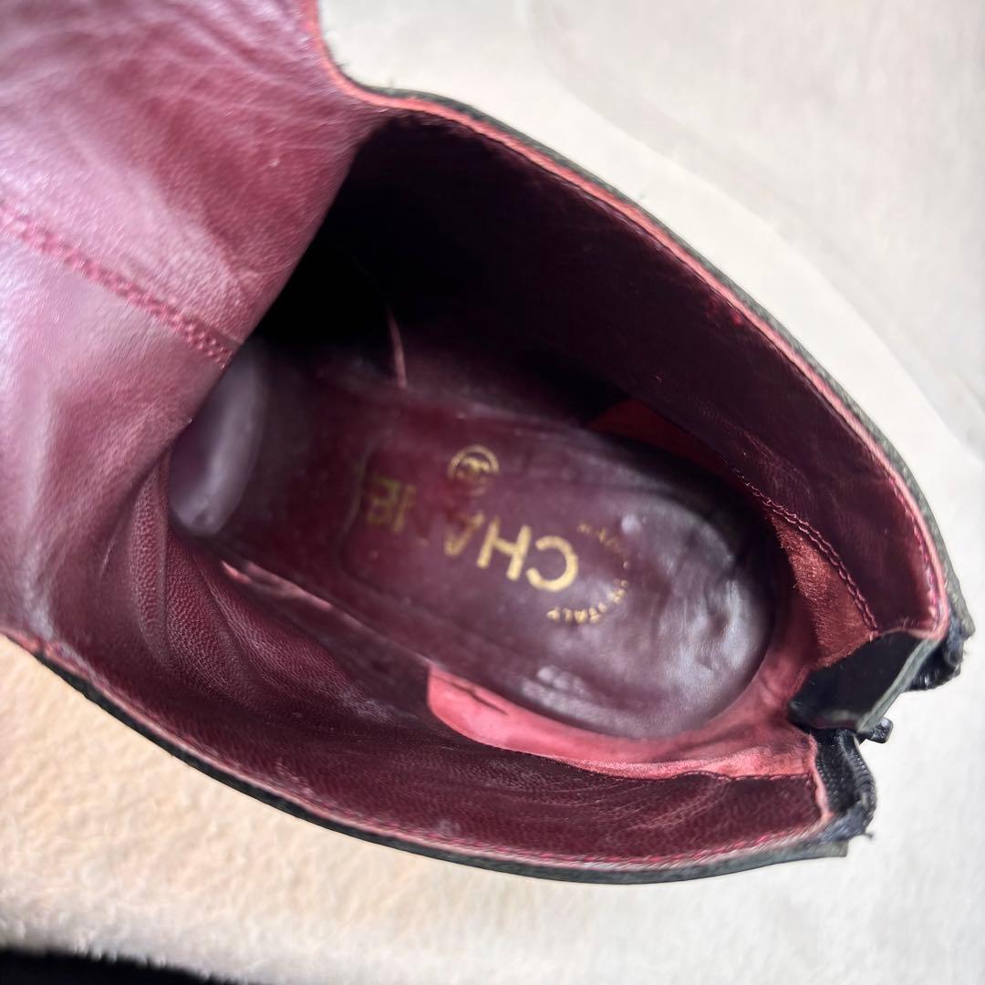 大幅値下げ★CHANEL・レザー切替 アンクル ココマーク ブーツ