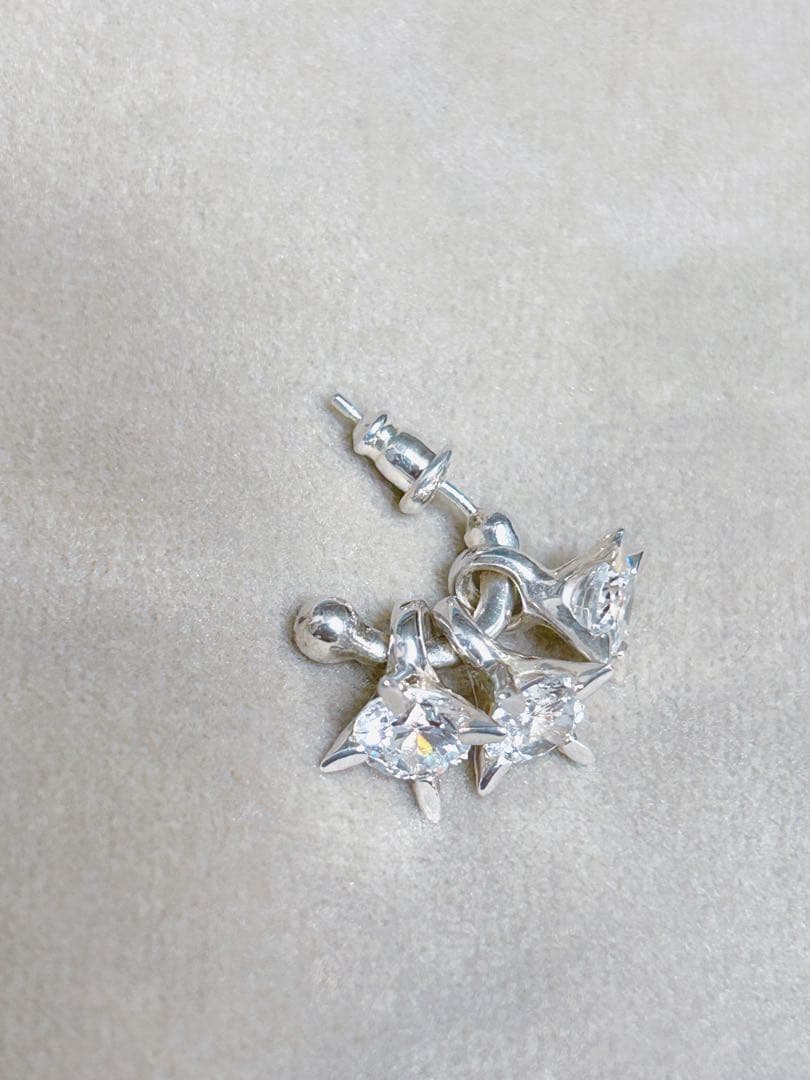 e.m. 片耳用ピアス 3点セット シルバー925 ジルコニア