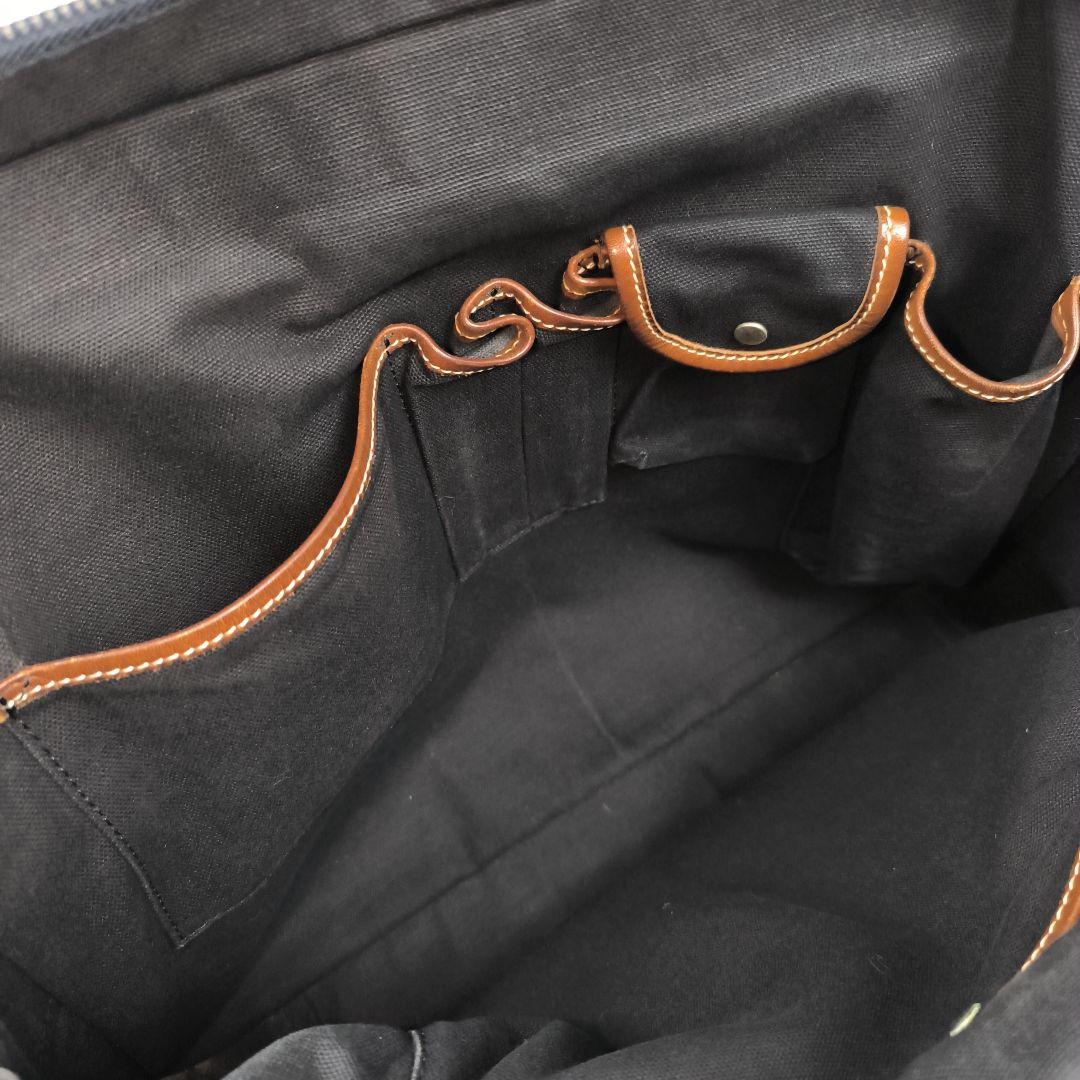 ✨美品✨ フェリージ ブリーフケース 1層 A4可 レザー ナイロン 紺茶