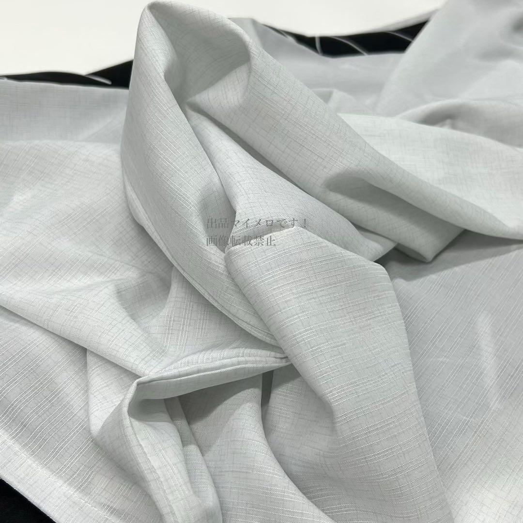 浴衣　夏　単着物　白×黒　吸湿速乾　半身仕立て　片身替わり　帯　0718⑨