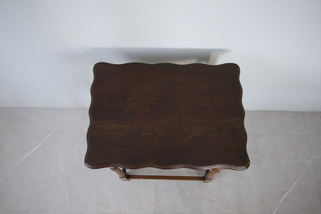 英国アンティーク木製サイドテーブル/オケージョナル机/飾り棚/花台(91-176