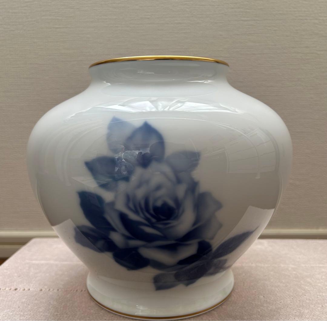 OKURA大倉陶園　ブルーローズ花瓶