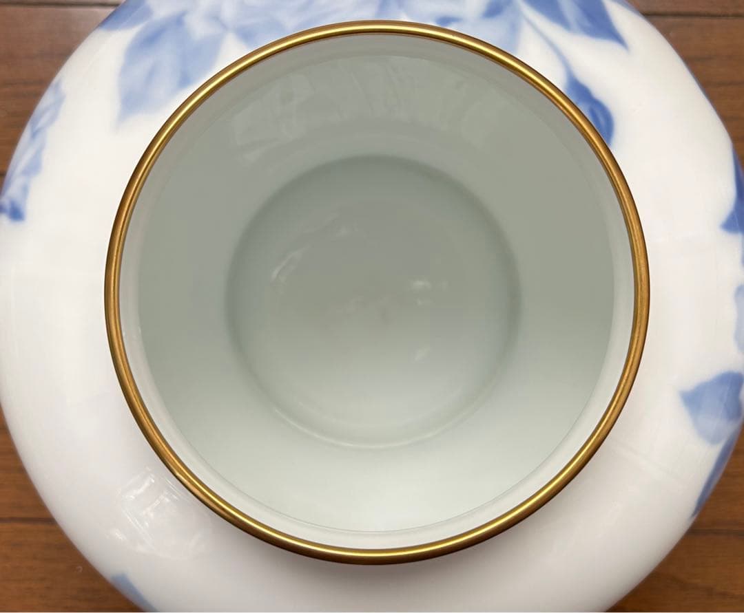 OKURA大倉陶園　ブルーローズ花瓶