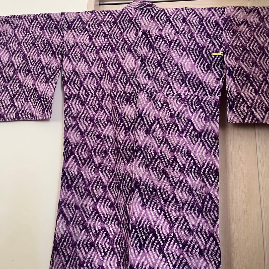 浴衣　有松鳴海絞り　パープル　紫　パステルカラー　総絞り　絞り浴衣