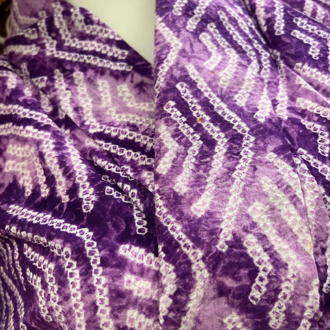 浴衣　有松鳴海絞り　パープル　紫　パステルカラー　総絞り　絞り浴衣