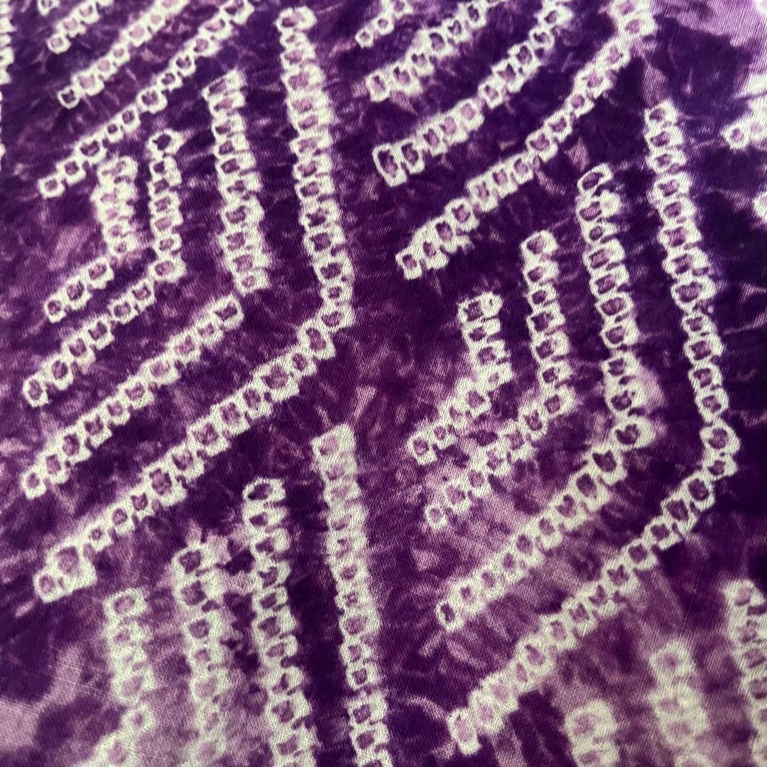 浴衣　有松鳴海絞り　パープル　紫　パステルカラー　総絞り　絞り浴衣