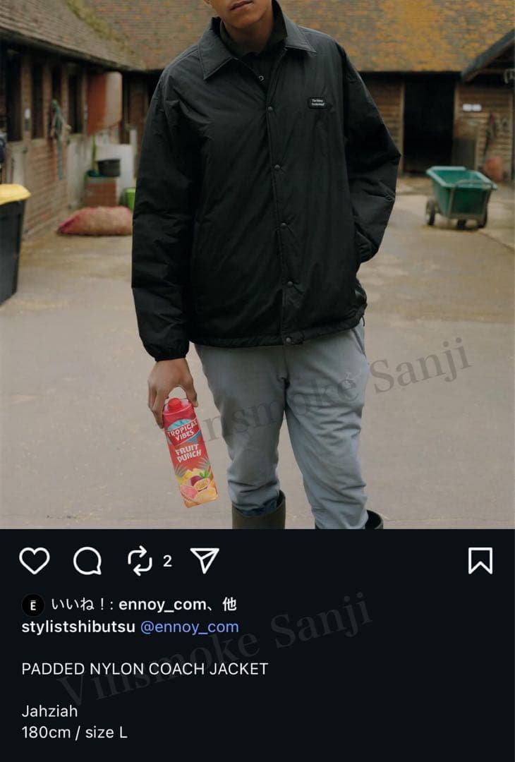 ENNOY PADDEDNYLONCOACHJACKETエンノイコーチジャケット