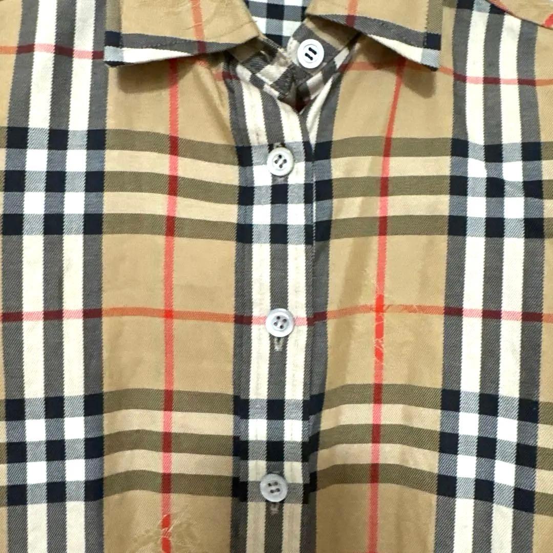 美品全体ロゴ　バーバリーBurberry 長袖ノバチェックシャツ　シャドーホース