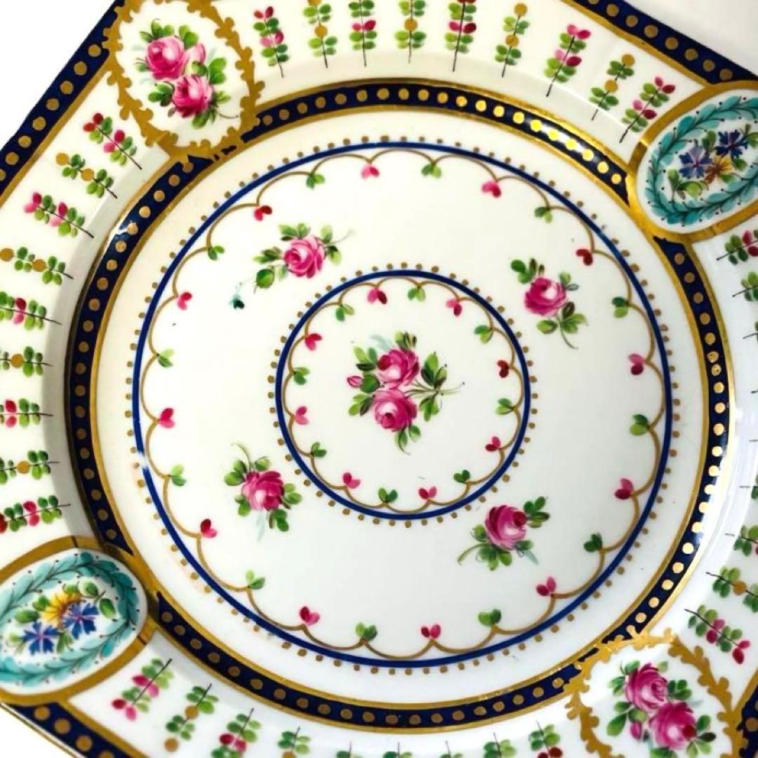 ドレスデン　カールティーメ　コバルト　薔薇　飾り皿