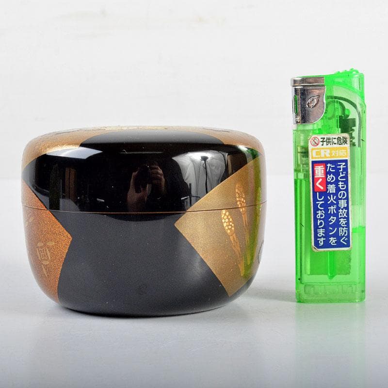 茶道具　輪島塗　高釉厚三作　扇面春秋蒔絵　平棗　共箱　D　R4335