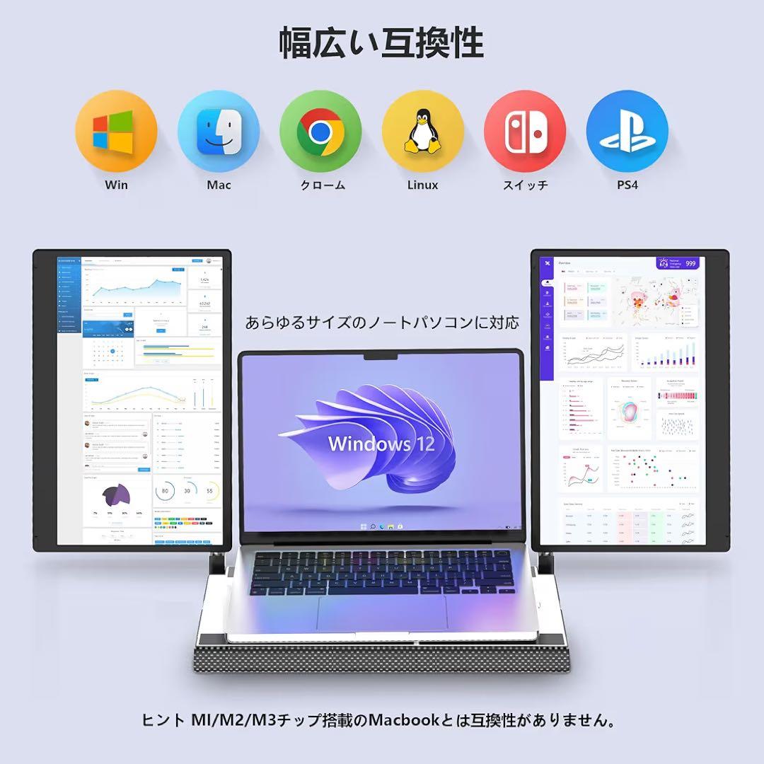 デュアルディスプレイ トリプルモバイルモニター ポータブルモニター 14インチ
