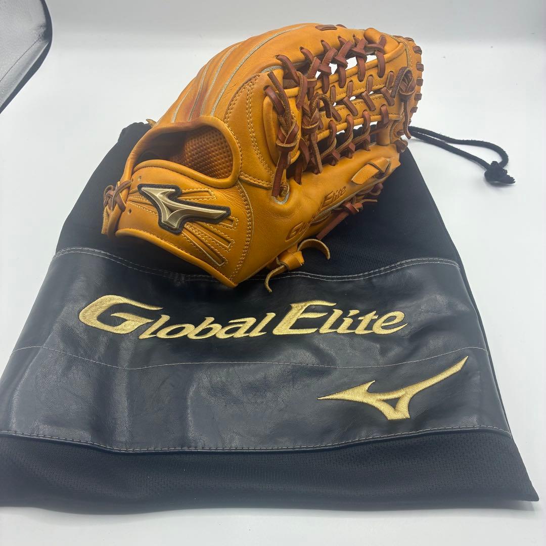 ミズノ　グローバルエリート　一般軟式　外野用　グラブ　袋付き