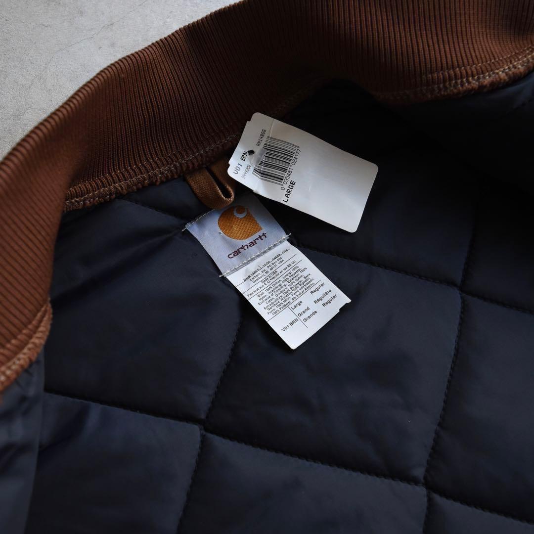 90s カーハート 企業刺繍 ダック ベスト 腰ゴム USA ベージュ L