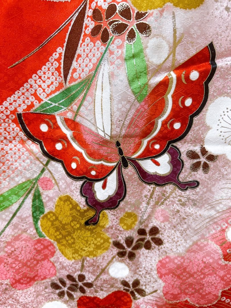 本格正絹♡七五三　7歳　女の子　フルセット　一式　赤系　ゴールド