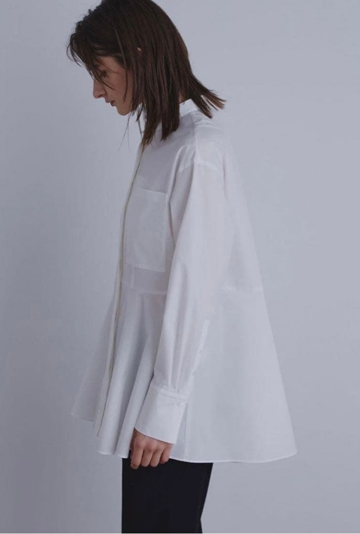 ルフィルLE PHIL SOLOTEXペプラムブラウスFサイズホワイト白シャツ