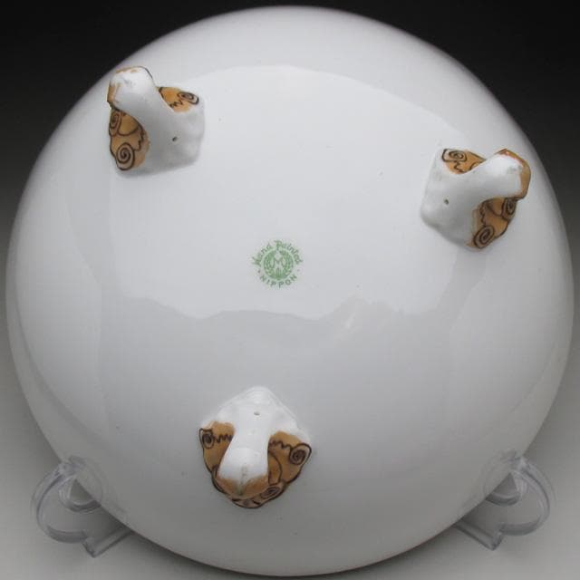 オールドノリタケ モールド栗鼠絵 脚付ボウル 22cm