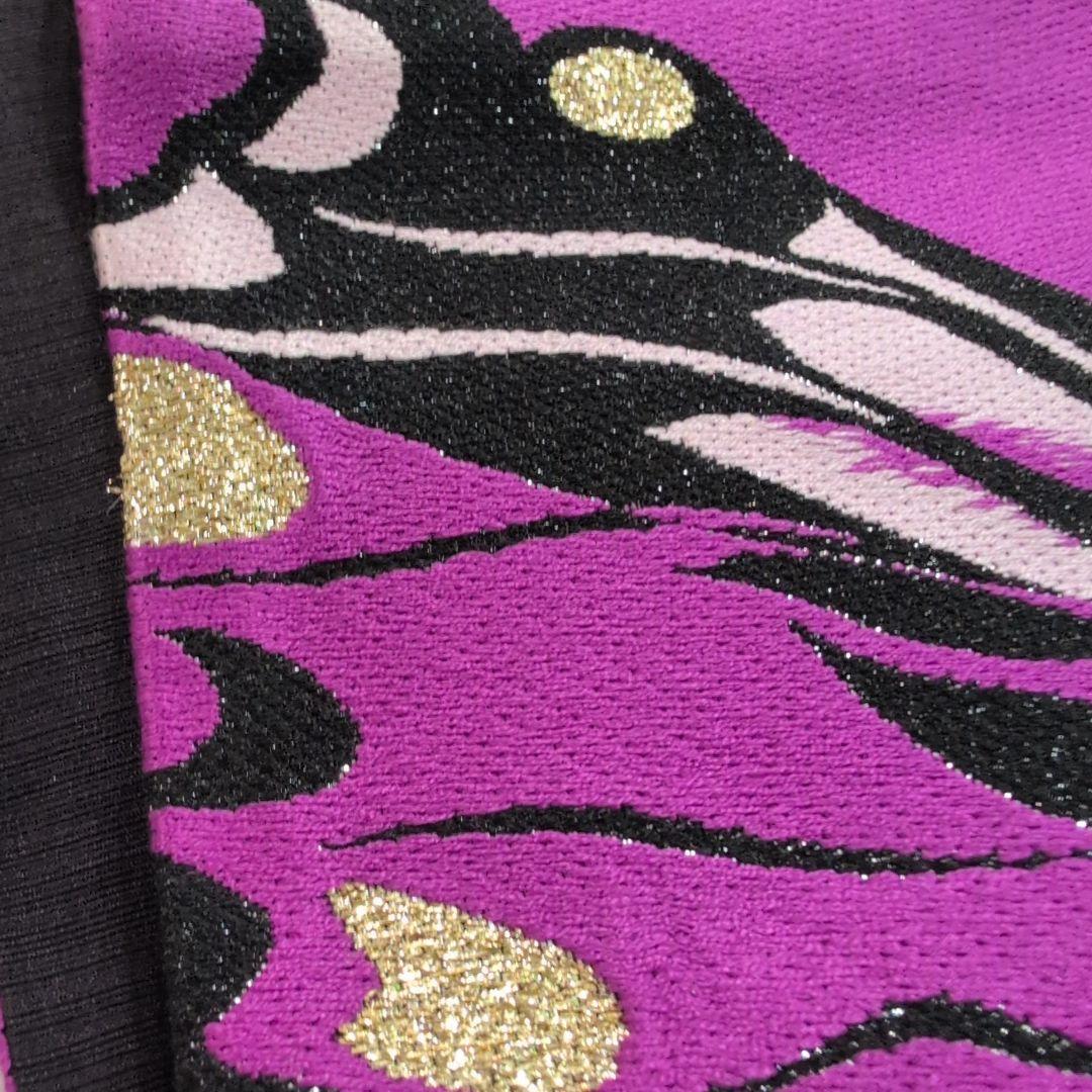 【美品】紫と黒の蝶模様の振袖＆帯のセット