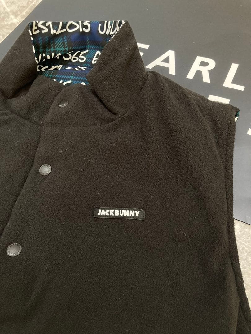 新品 パーリーゲイツ ジャックバニー リバーシブル中綿ベスト(5)L/ライム