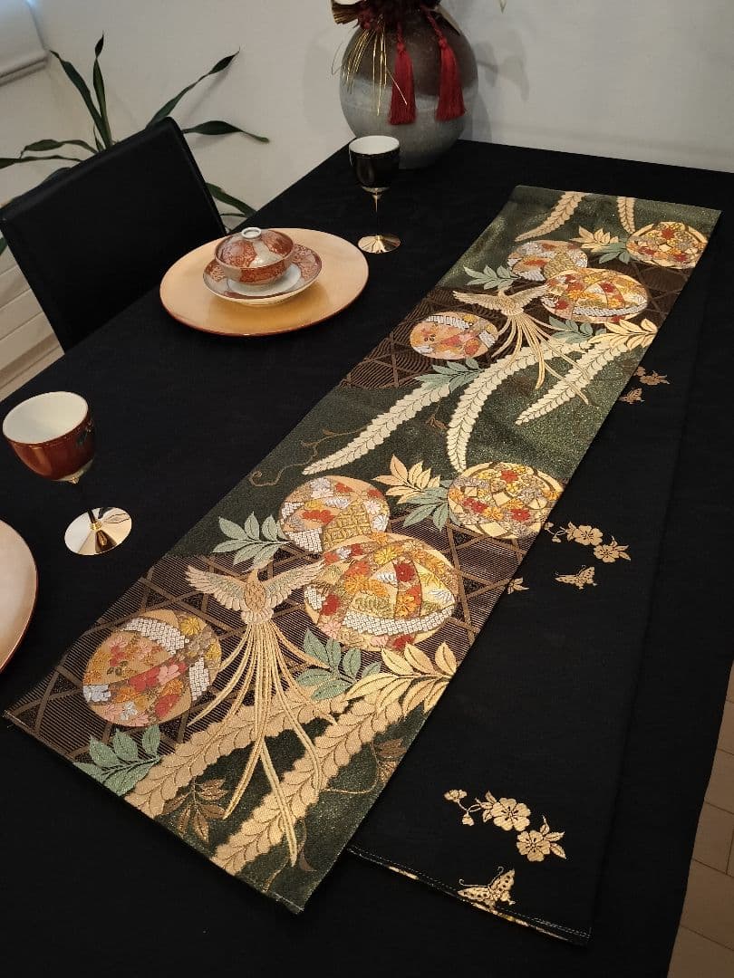 A916★逸品‼️全通帯‼️ひな祭り‼️袋帯正絹テーブルランナー2m13cm