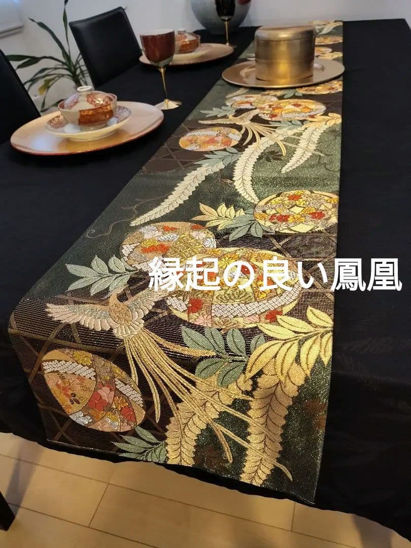 A916★逸品‼️全通帯‼️ひな祭り‼️袋帯正絹テーブルランナー2m13cm