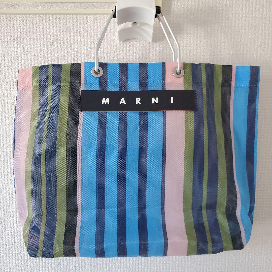 【美品】MARNI ストライプ マーケットバッグ