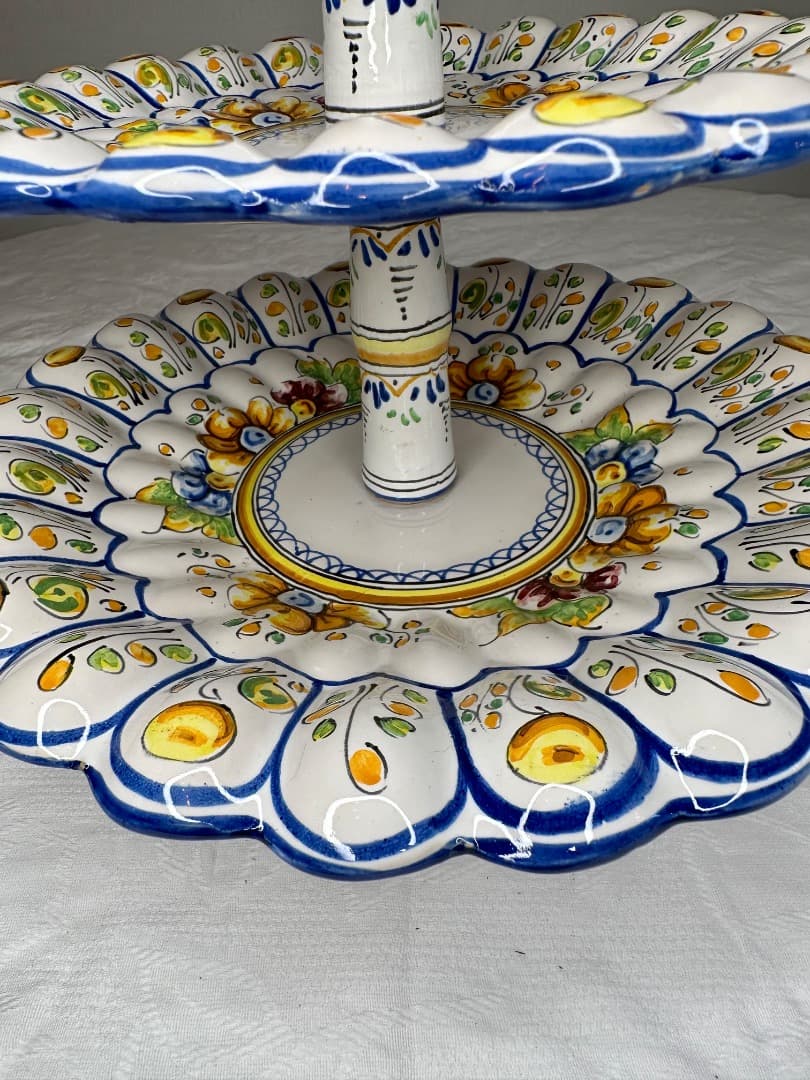 スペイン タラベラ焼き 2段式ケーキスタンド