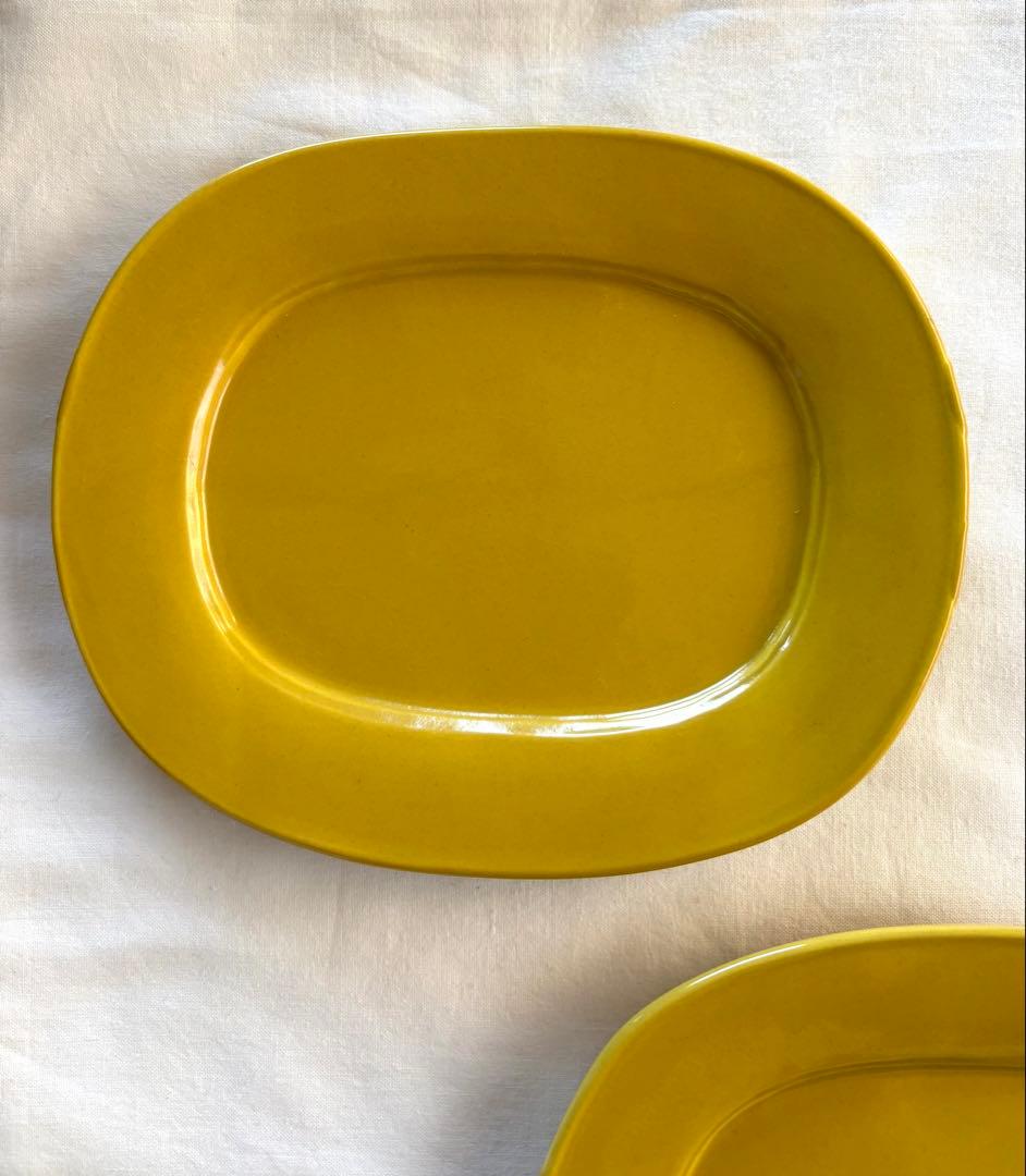伊藤聡信 イエロー 黄色 オーバルプレート 2枚セット
