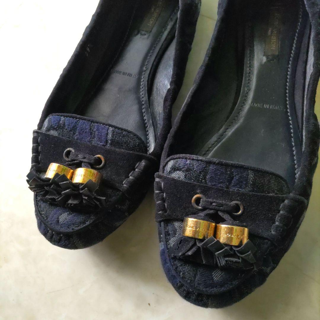1回着用　LOUIS VUITTON ネイビー フラットシューズ美品　正規品