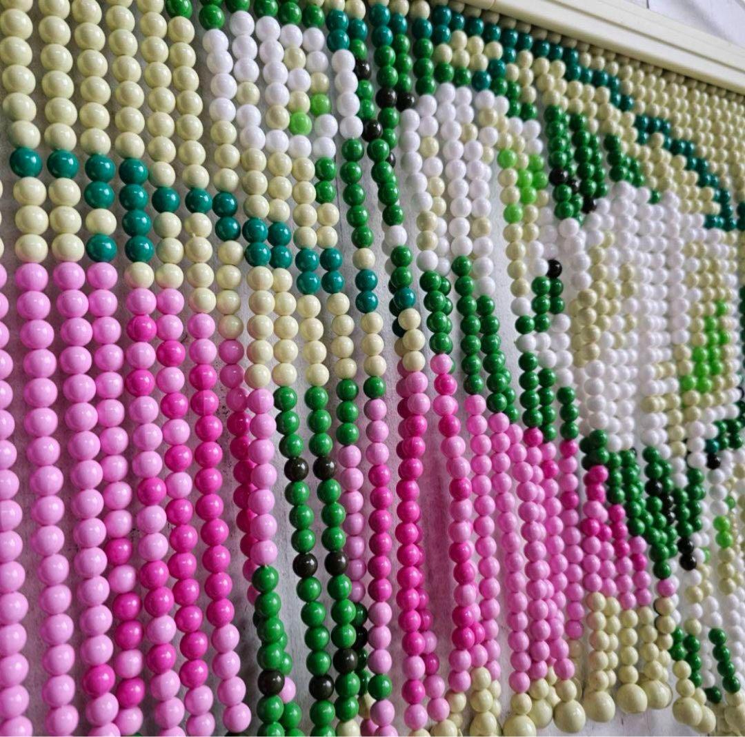 カーテン 昭和レトロ ビーズ 暖簾 スキルスクリーン すずらん