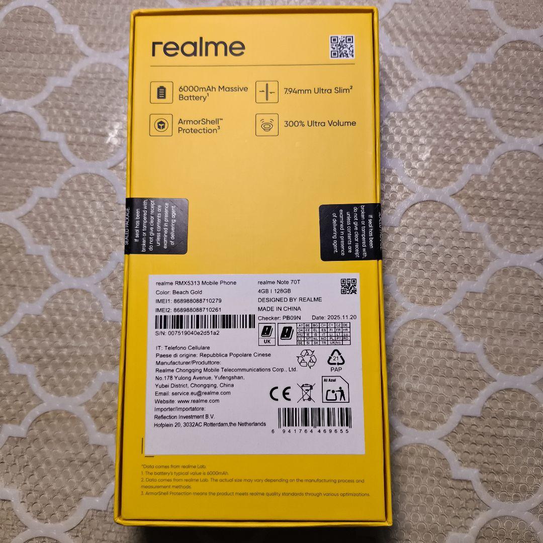 Realme Note 70T 4G/128G ゴールド