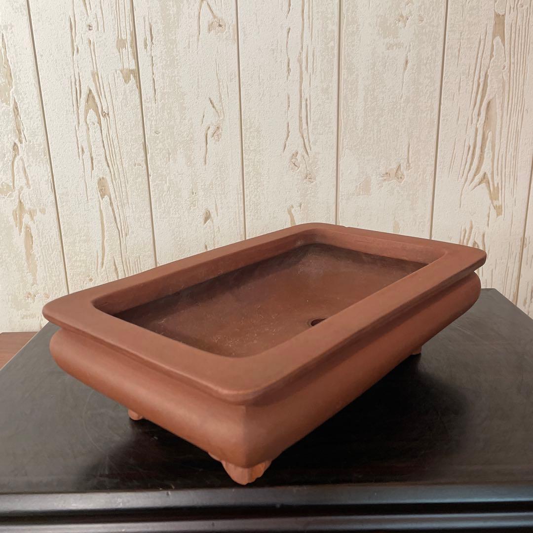 盆栽鉢　時代鉢　大正鉢　植木鉢　常滑焼　朱泥　袋式　雲足　呉推周製