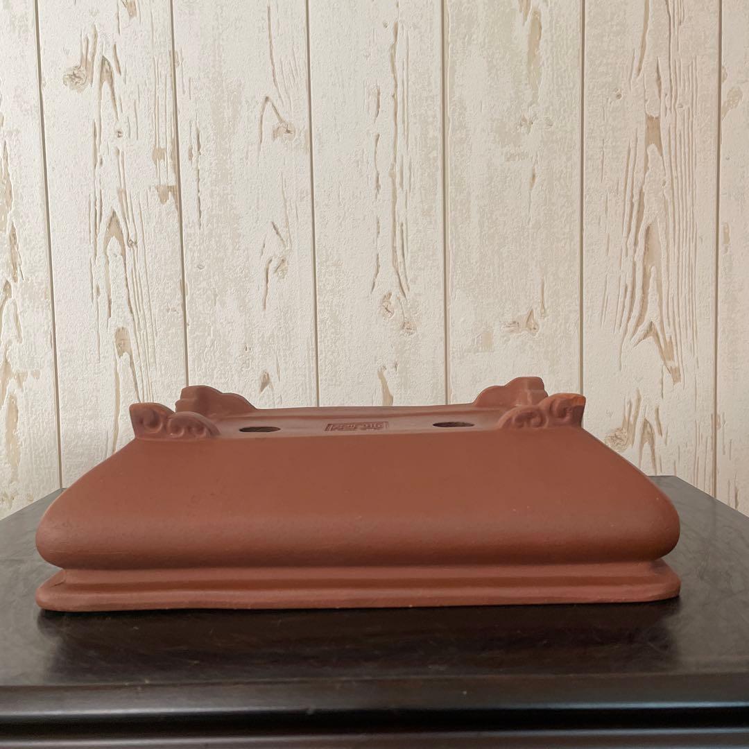 盆栽鉢　時代鉢　大正鉢　植木鉢　常滑焼　朱泥　袋式　雲足　呉推周製