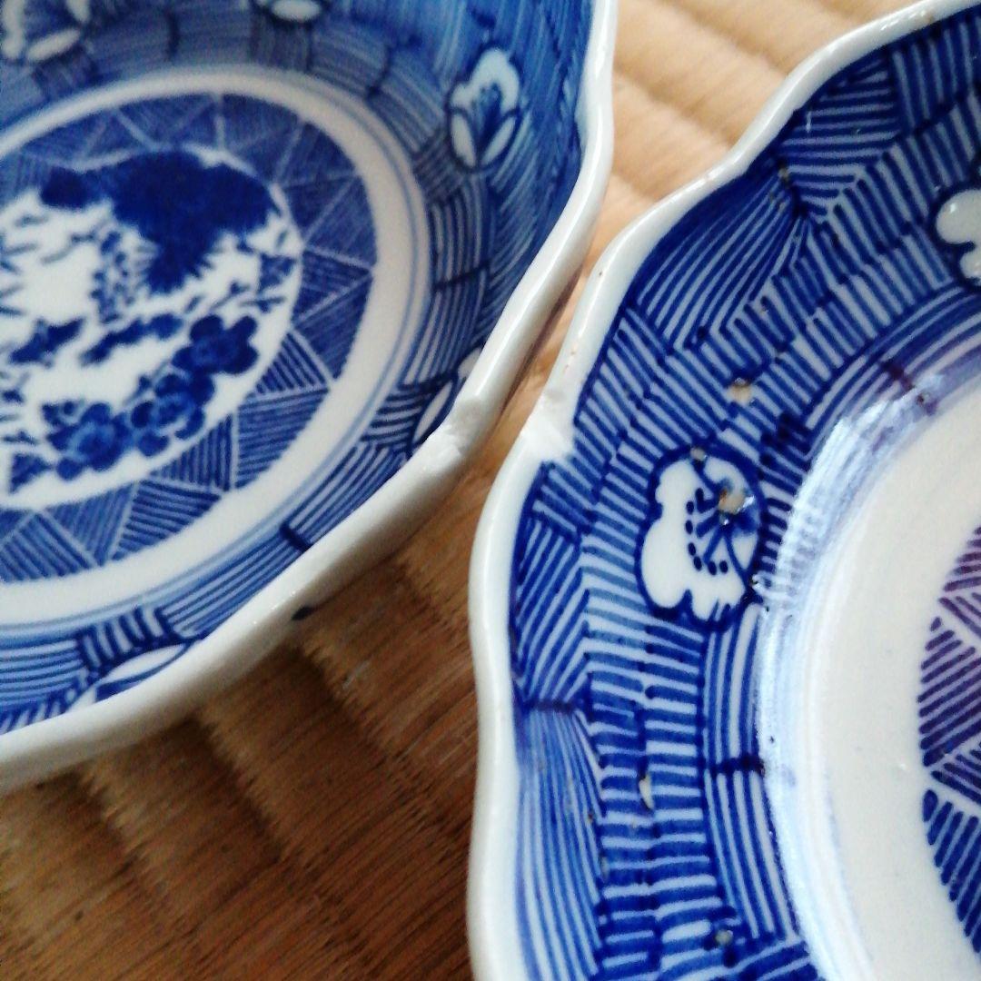 古伊万里　染付線描膾皿　20枚　14.5cm　幕末〜明治初期