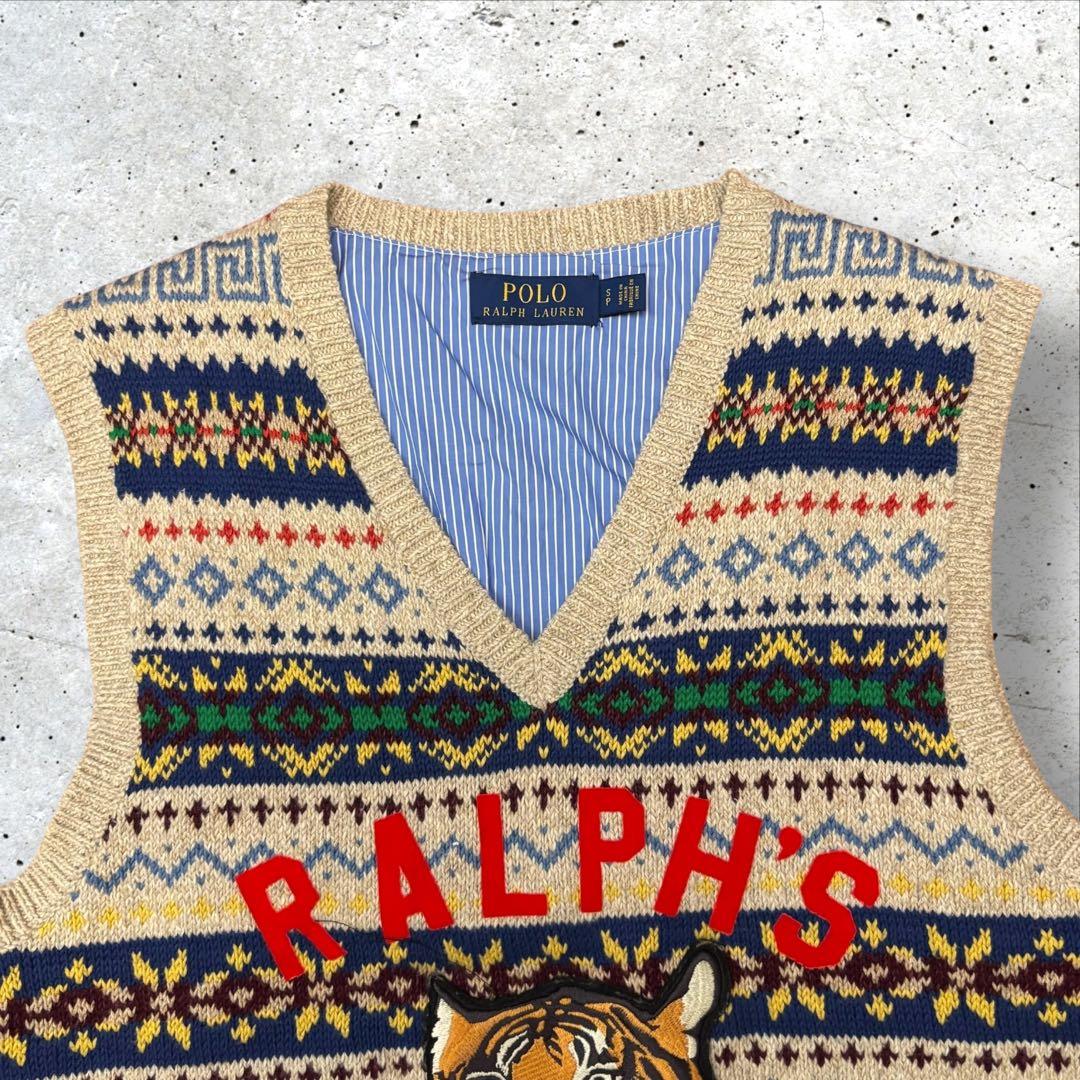 ポロラルフローレン フェアアイル タイガー 刺繍 ワッペンニットベスト SP