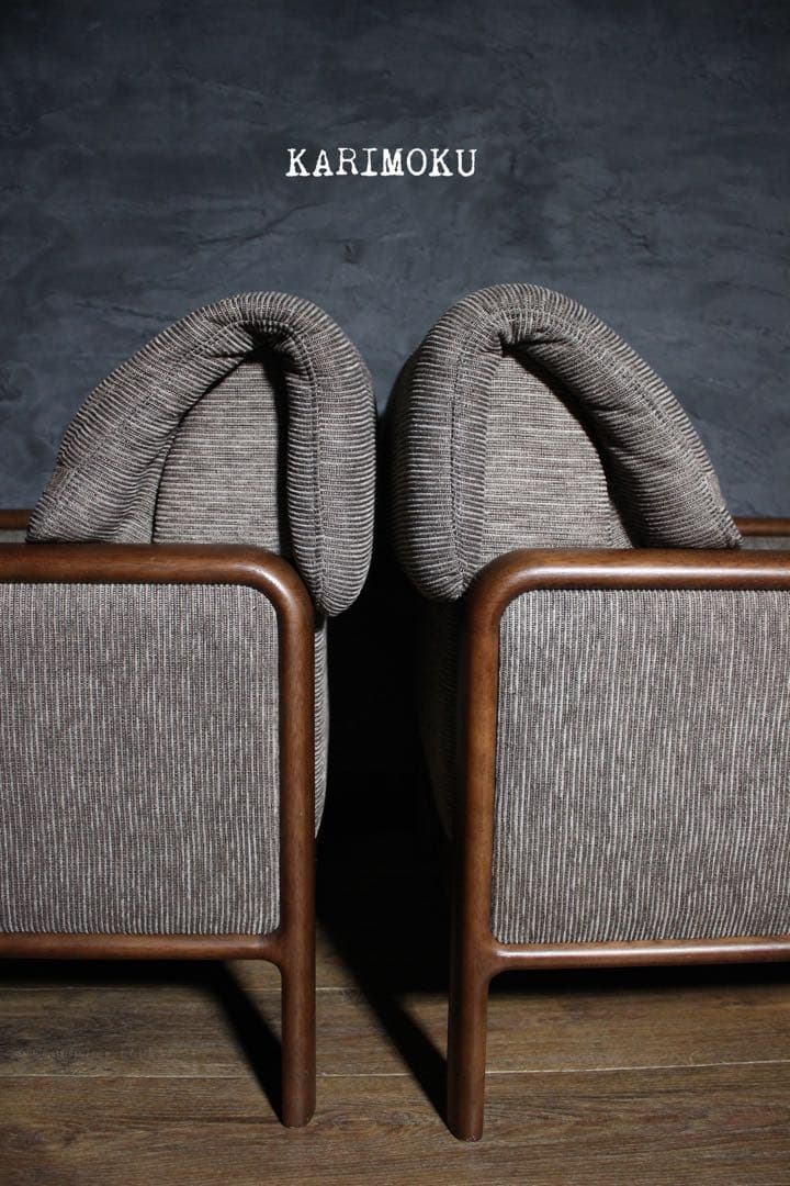 自社配達可〜カリモク20万 アームソファ ×2 ファブリック 1人掛けオールド