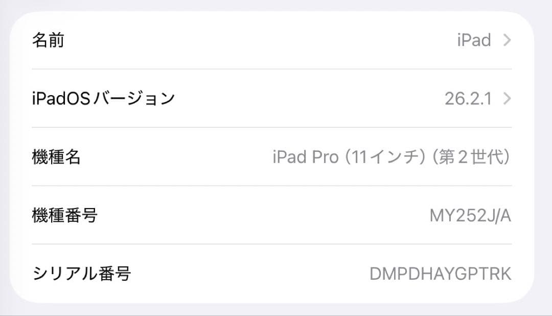 iPad Pro 11インチ 第2世代 Wi-Fiモデル