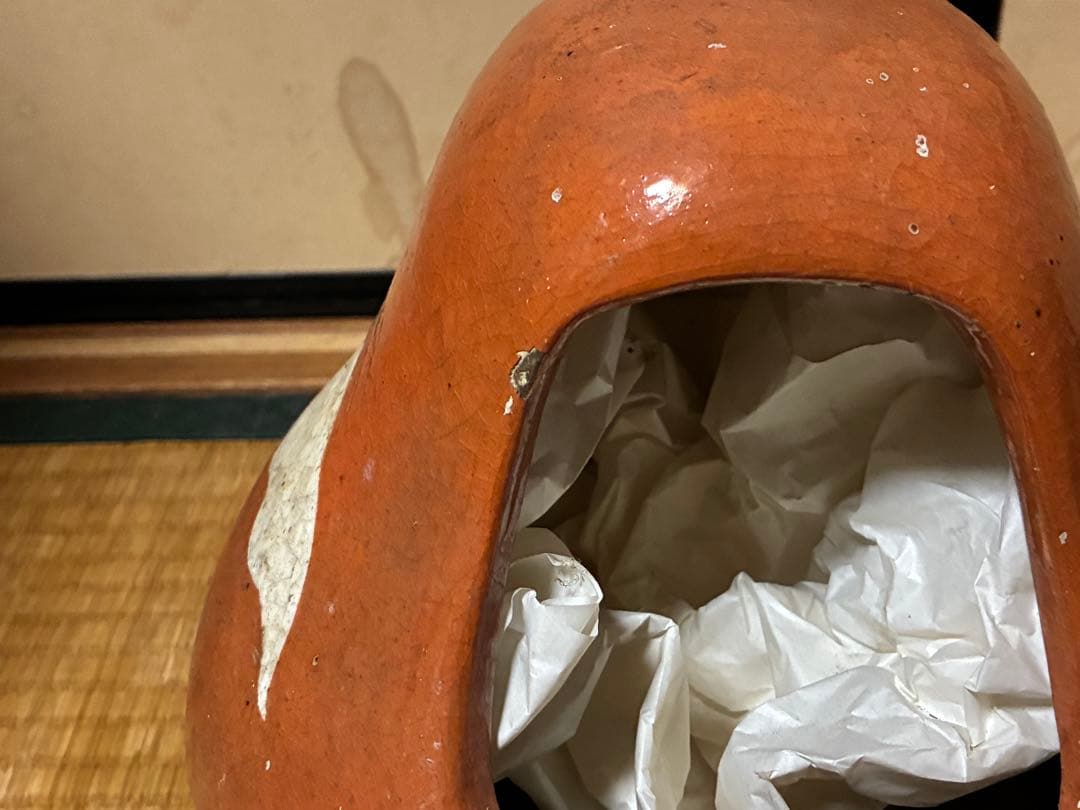 古陶器 民平焼？ 淡路焼？おかめ お多福 火鉢 手炙り 火鉢 在名 時代物