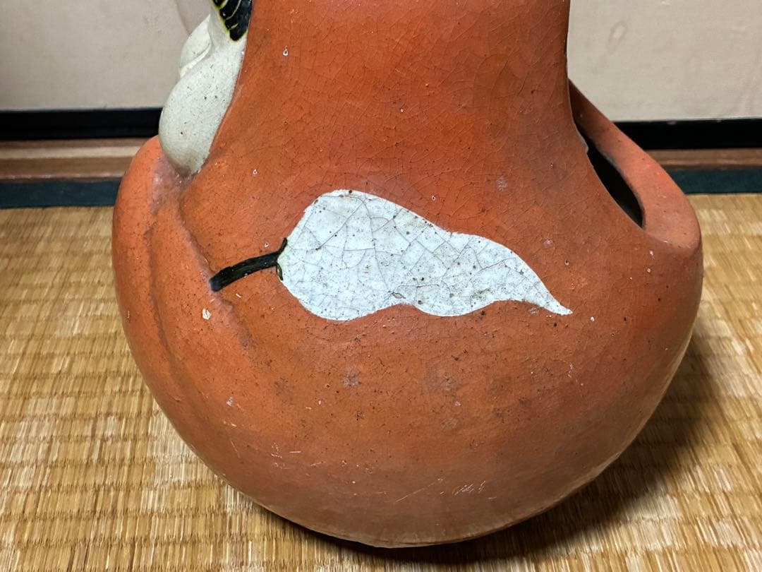 古陶器 民平焼？ 淡路焼？おかめ お多福 火鉢 手炙り 火鉢 在名 時代物