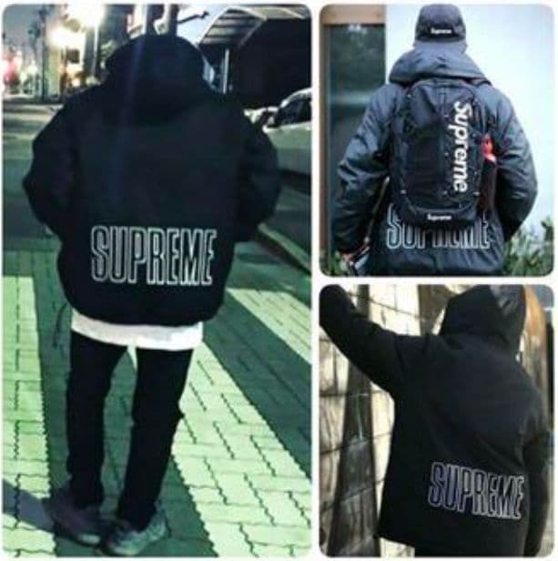 シ*き様 Supreme ×Championブラック ナイロン アノラック ジャ